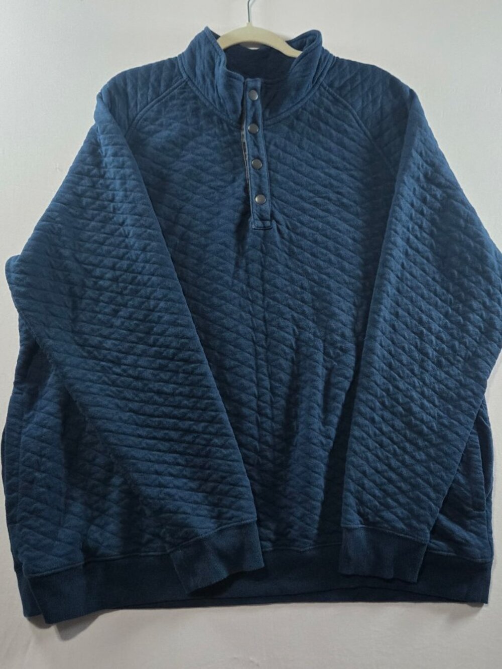 Goodfellow & Co Mens XXL Blue Quilted Snap Pullover Sweatshirt Mock Neck